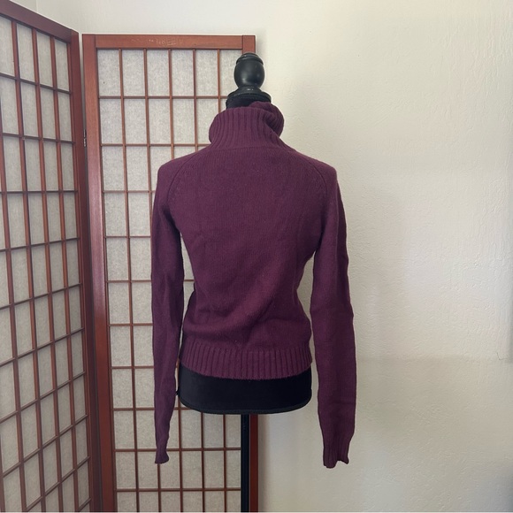 Y2K LF Purple Asymmetrical Button Up Cozy Turtleneck Sweater - Picture 6 of 10